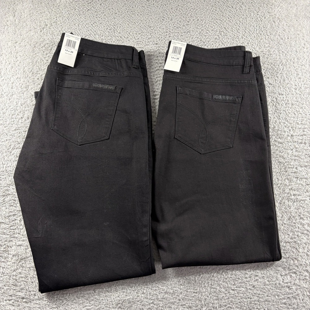 Calvin Klein Jeans Womens 14 Black Stretch Straight Bundle Lot of 2 NEW NWT